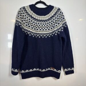 Icewear Fair Isle Merino Wool Astmar Sweater Mens Medium Charcoal Gray Sweater